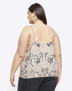 River Island Plus embellished floral cami top< Plus