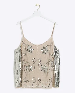 River Island Plus embellished floral cami top< Plus