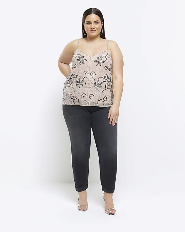 River Island Plus embellished floral cami top< Plus