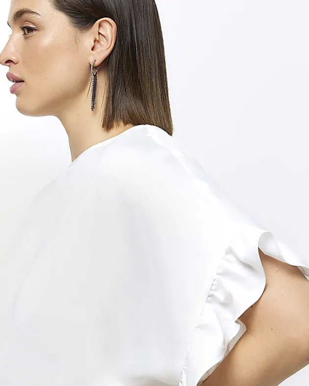 River Island Plus frill sleeve t-shirt< Plus