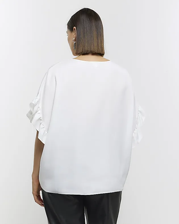 River Island Plus frill sleeve t-shirt< Plus