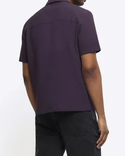 River Island regular fit seersucker revere shirt< Shirts