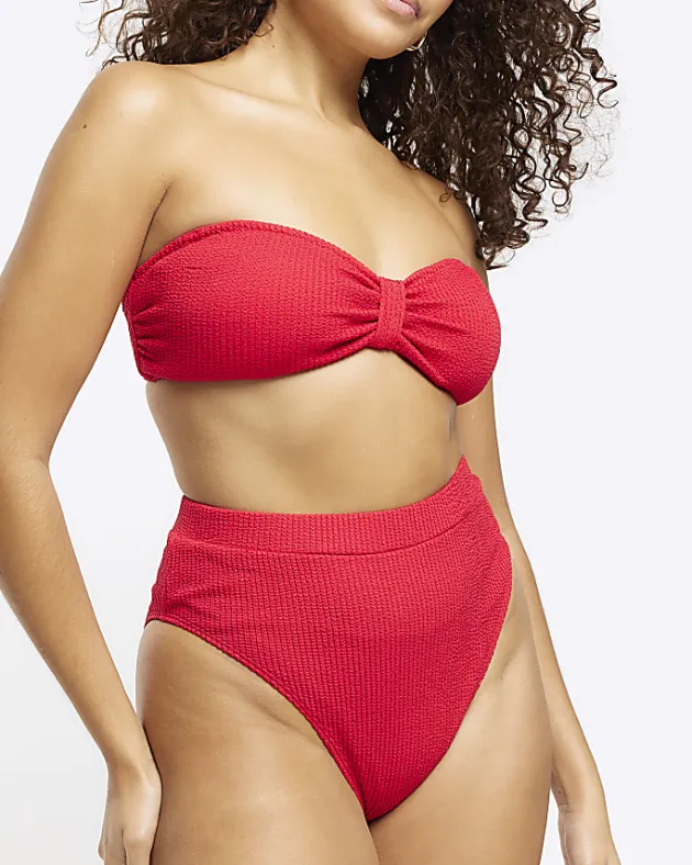 River Island crinkle bandeau bikini top< Swimwear & Beachwear