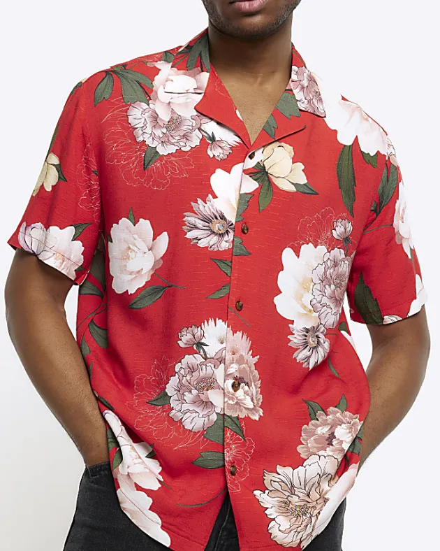 River Island regular fit floral revere shirt< Shirts