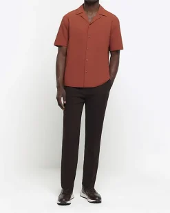 River Island regular fit seersucker revere shirt< Shirts