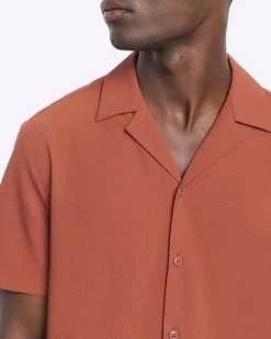 River Island regular fit seersucker revere shirt< Shirts