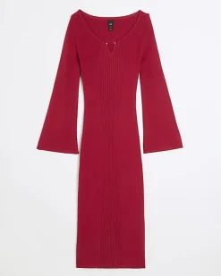 River Island rib long sleeve bodycon midi dress< Dresses