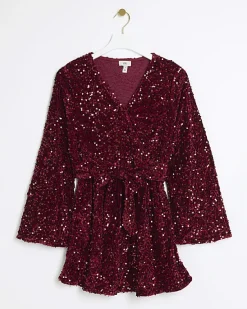 River Island sequin tie waist shift mini dress< Dresses
