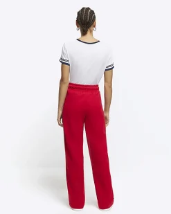River Island side stripe wide leg joggers< Trousers