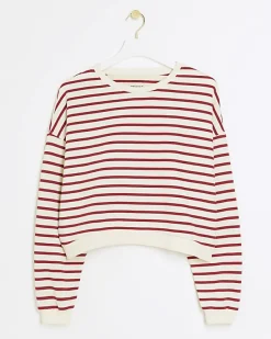 River Island stripe crop sweatshirt< Loungewear