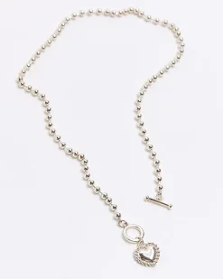 River Island Rose gold heart ball necklace< Jewellery