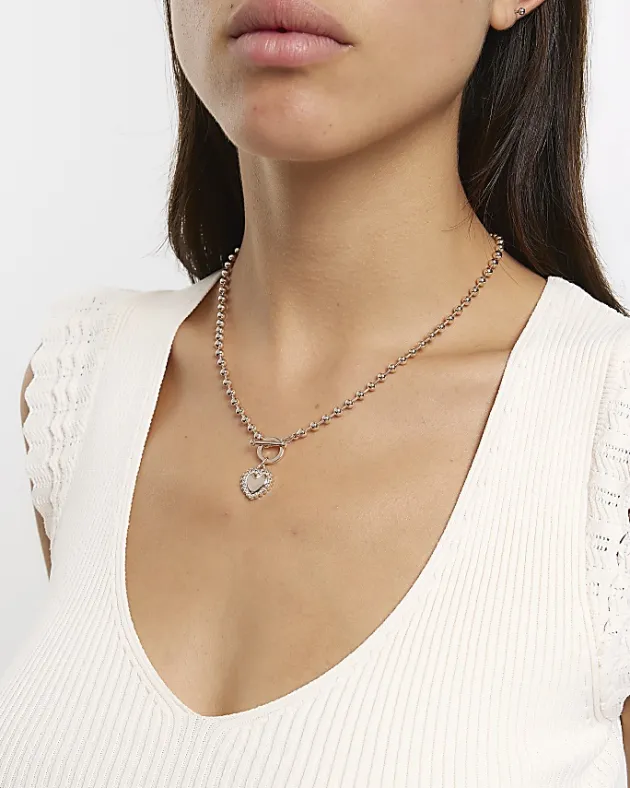 River Island Rose gold heart ball necklace< Jewellery