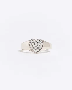 River Island Rose gold heart diamante ring< Jewellery
