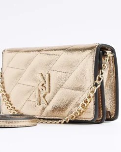 River Island Rose gold quilted cross body purse< Bags, Purses & Luggage