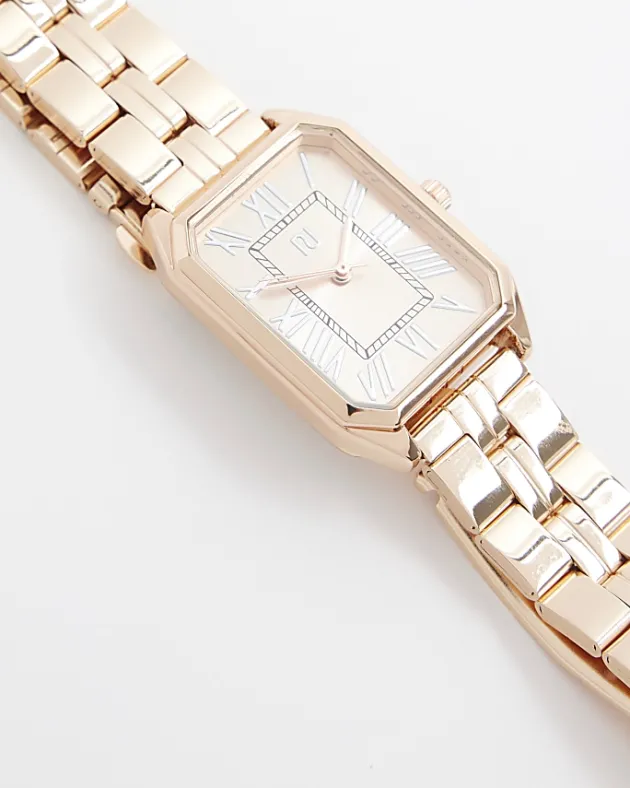 River Island Rose gold rectangle face watch< Jewellery