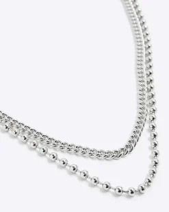 River Island Silver ball chain multirow necklace< Jewellery & Watches