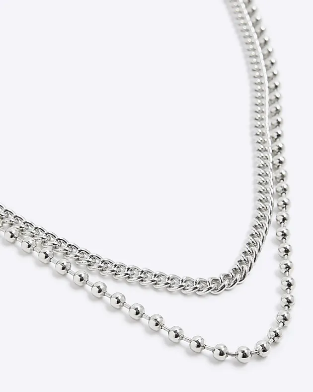 River Island Silver ball chain multirow necklace< Jewellery & Watches