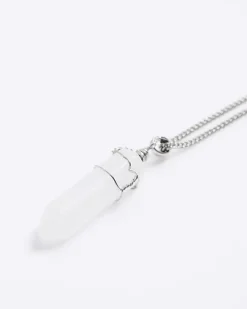 River Island Silver colour quartz pendant necklace< Jewellery & Watches