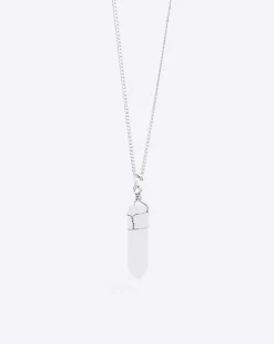 River Island Silver colour quartz pendant necklace< Jewellery & Watches