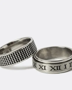 River Island Silver colour stainless steel embossed rings< Jewellery & Watches