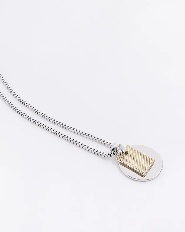River Island Silver colour tag and disc necklace< Jewellery & Watches
