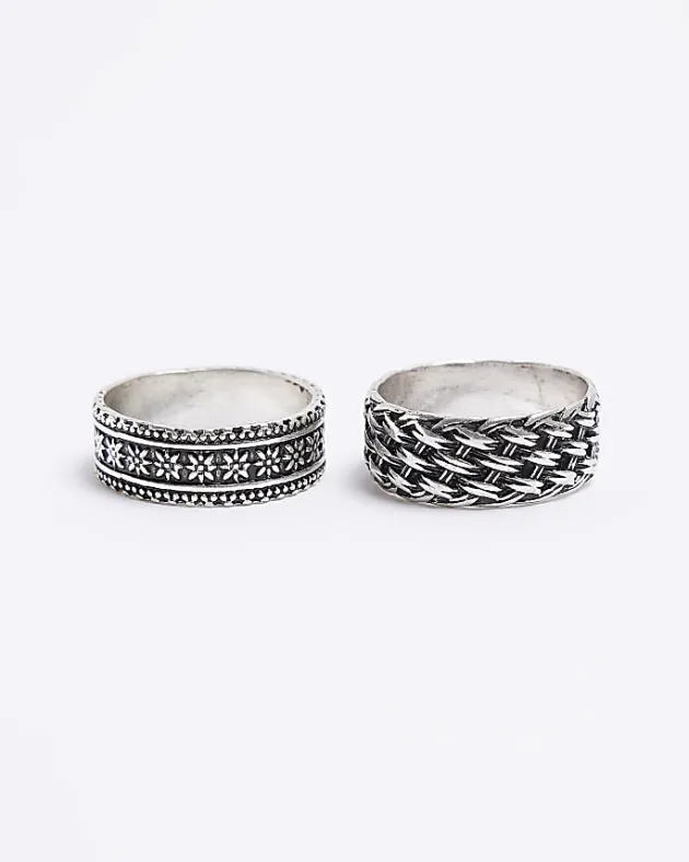 River Island Silver colour weave rings multipack< Jewellery & Watches