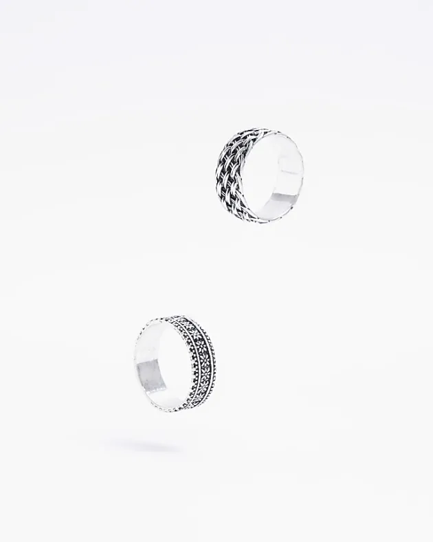 River Island Silver colour weave rings multipack< Jewellery & Watches