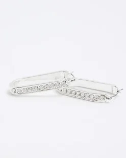 River Island Silver Diamante Hoop Earrings< Jewellery