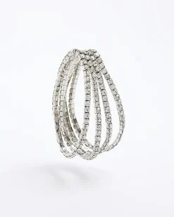 River Island Silver diamante stretch Bracelet Pack< Jewellery