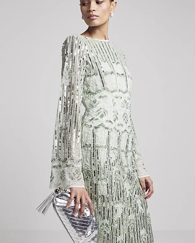 River Island Silver embossed weave clutch bag< Bags, Purses & Luggage