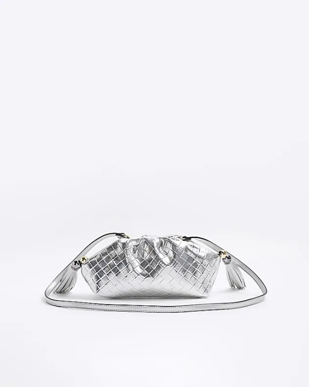 River Island Silver embossed weave clutch bag< Bags, Purses & Luggage