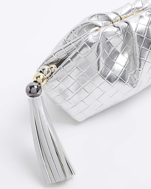 River Island Silver embossed weave clutch bag< Bags, Purses & Luggage