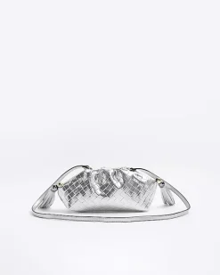 River Island Silver embossed weave clutch bag< Bags, Purses & Luggage