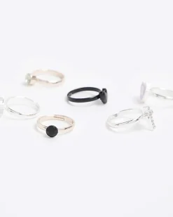 River Island Silver heart ring 6 pack< Accessories & Jewellery