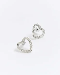 River Island Silver heart stud earrings< Jewellery