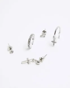 River Island Silver hoop and ear earrings multipack< Jewellery
