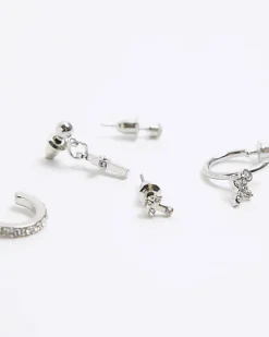 River Island Silver hoop and ear earrings multipack< Jewellery