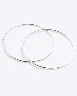 River Island Silver Large Hoop Earrings< Jewellery