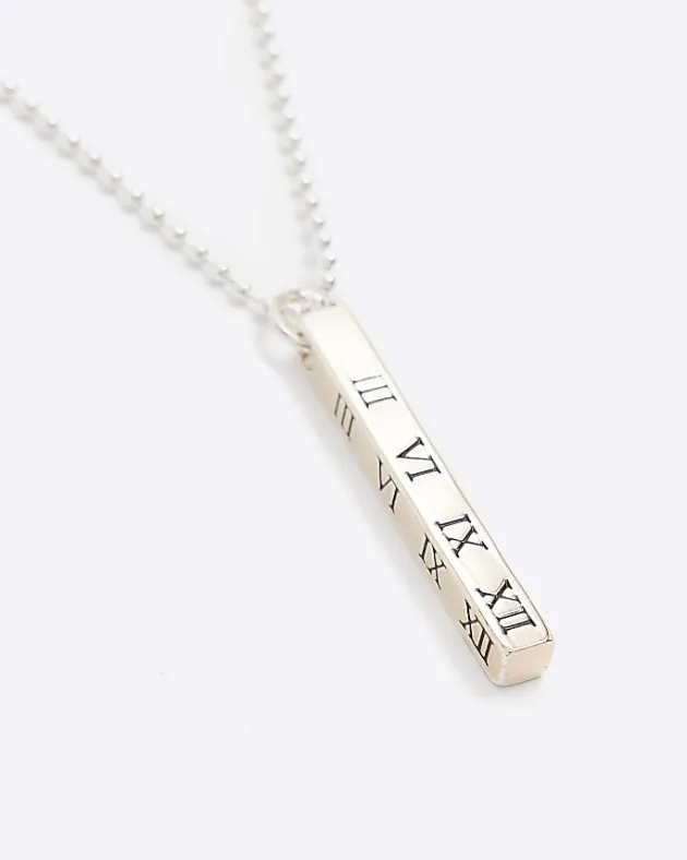 River Island Silver plated bar pendant necklace< Jewellery & Watches