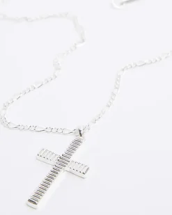 River Island Silver plated textured cross necklace< Jewellery & Watches