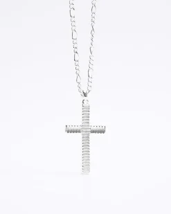 River Island Silver plated textured cross necklace< Jewellery & Watches
