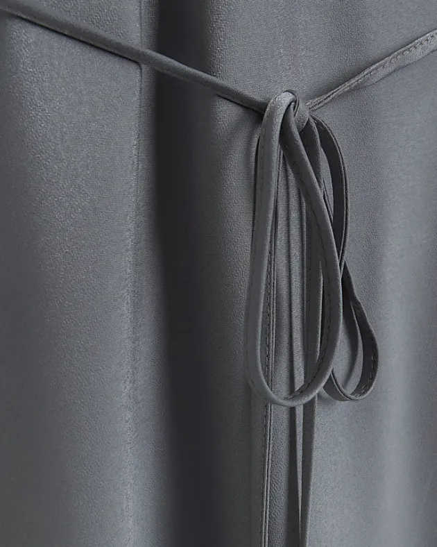 River Island Silver satin frill trim slip midi dress< Dresses