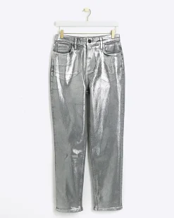 River Island Silver slim straight coated jeans< Jeans