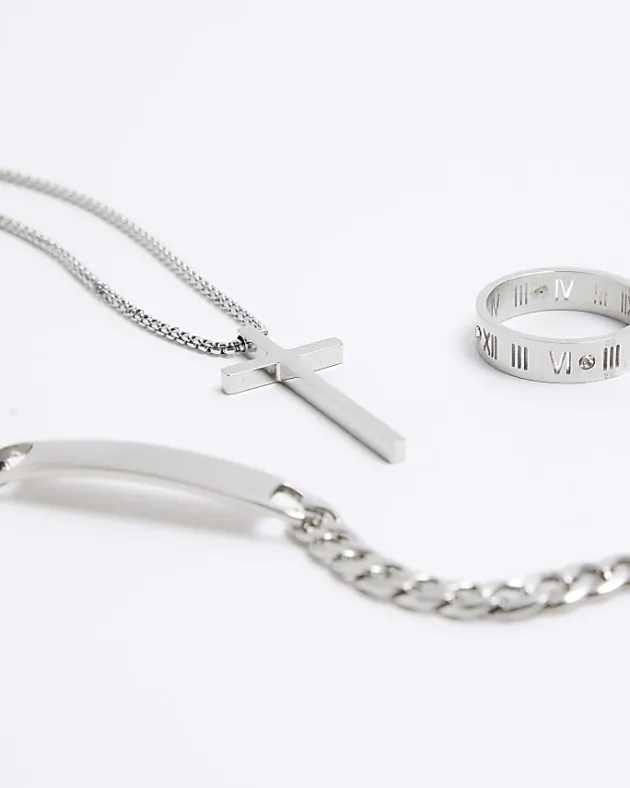 River Island Silver steel rhodium gift box< Jewellery & Watches