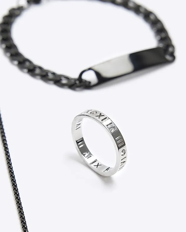 River Island Silver steel rhodium gift box< Jewellery & Watches