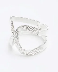 River Island Silver Textured Bangle Bracelet< Jewellery