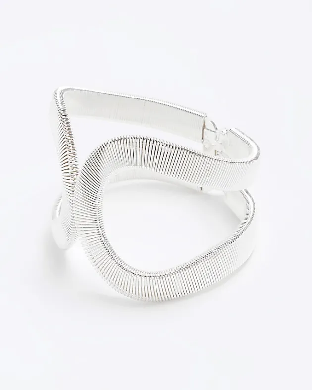 River Island Silver Textured Bangle Bracelet< Jewellery