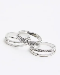 River Island Silver Twist Ring Pack< Jewellery