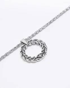 River Island Silver Twist Ring Pendant Necklace< Jewellery & Watches