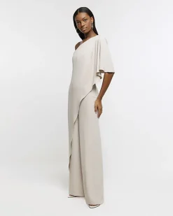 River Island Stone cape wide leg jumpsuit< Jumpsuits & Playsuits